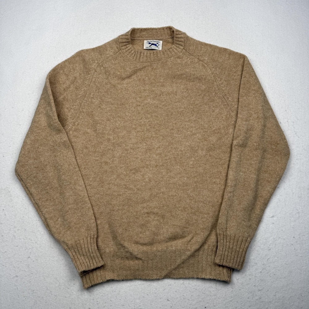 Vintage JCPenney The Fox Sweater Mens Large Tan Wool Blend Crewneck USA
